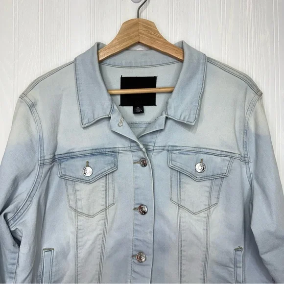 Nine West light wash denim jean jacket XL - Picture 2 of 8